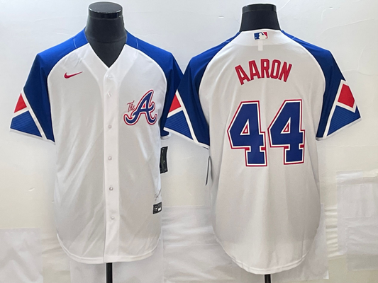 Men's Atlanta Braves Hank Aaron White 2023 City Connect Player Jersey