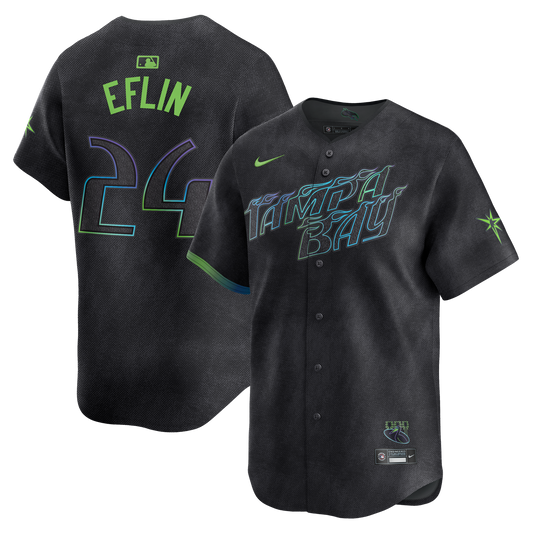 YOUTH Tampa Bay Rays ZACH EFLIN Charcoal 2024 City Connect Player Jersey