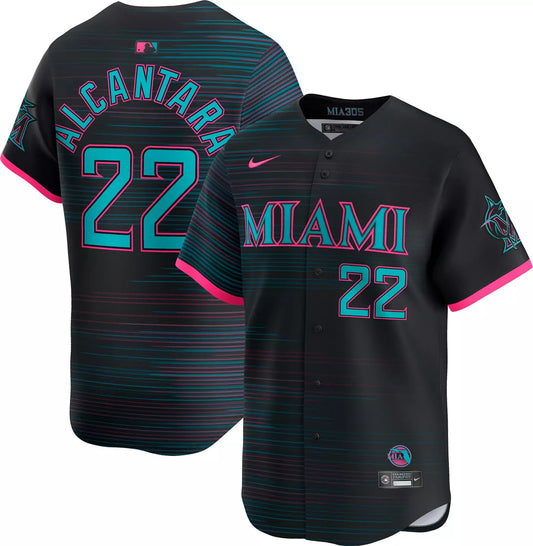Men's Miami Marlins Sandy Alcantara Black 2025 City Connect Jersey