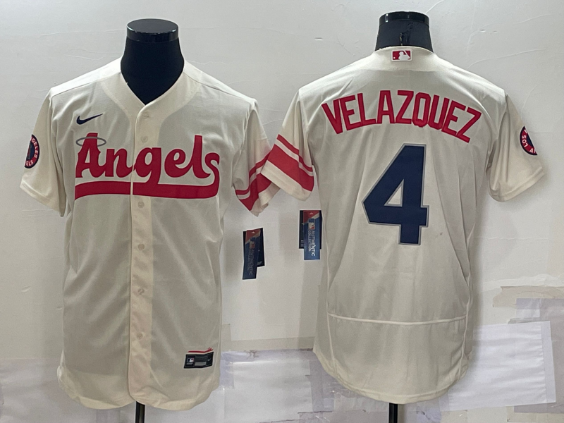 Men's Los Angeles Angels Andrew Velazquez Cream 2022 City Connect Replica Player Jersey