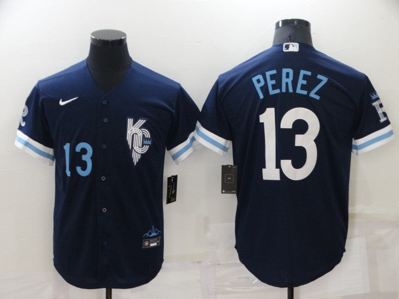 Men's  Kansas City Royals Salvador Perez 2022 City Connect Replica Jersey - Navy