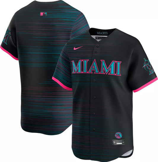 Men's Miami Marlins Black 2025 City Connect Jersey