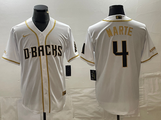 Men's Ketel Marte Arizona Diamondbacks White/Gold Player Jersey
