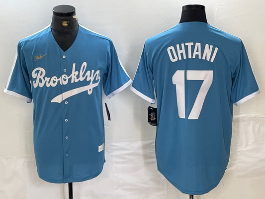 Men's Brooklyn Dodgers Shohei Ohtani Light Blue Cooperstown Collection Jersey