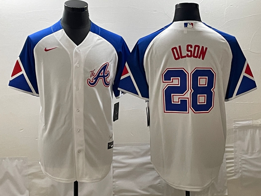 Men's Atlanta Braves Matt Olson  White 2023 City Connect Player Jersey