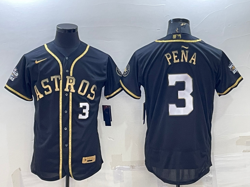Men's  Jeremy Pena #3 Houston Astros 2022 World Series Player Jersey -Black