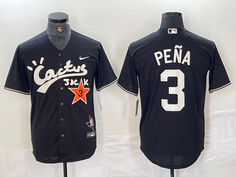Jeremy Peña Houston Astros Cactus Jack Black Jersey -Stitched