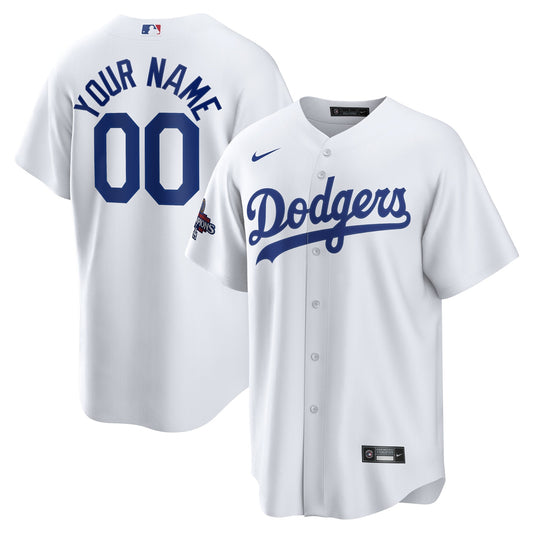 Men's CUSTOM Los Angeles Dodgers White 2024 World Series Champions Home Jersey