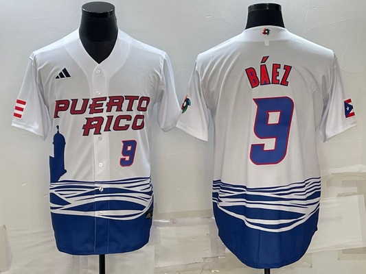 Men's Javier Báez Puerto Rico Baseball  2023 World Baseball Classic Replica Jersey