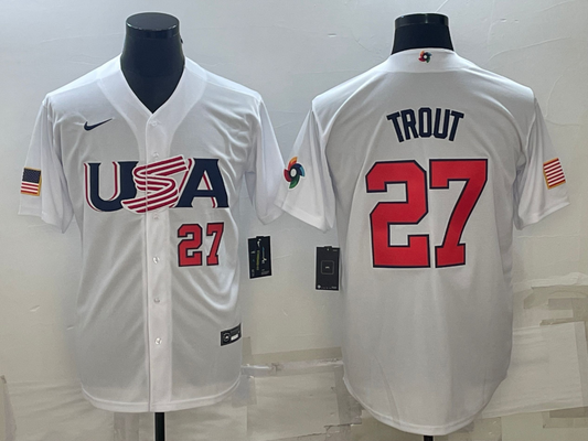 Men's Mike Trout White USA Baseball 2023 World Baseball Classic Replica Jersey