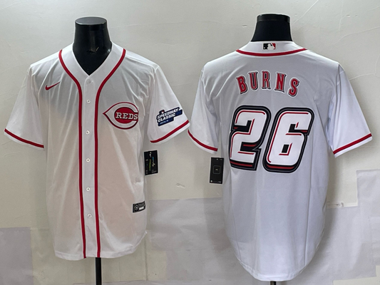 Men's Cincinnati Reds Chase Burns White 2025 Speedway Classic Home Jersey