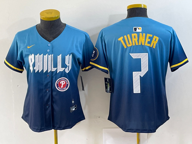 Women's Trea Turner Philadelphia Phillies  Blue 2024 City Connect Player Jersey