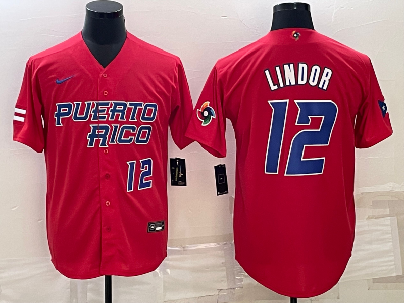 Men's Francisco Lindor Puerto Rico Baseball  2023 World Baseball Classic Replica Jersey