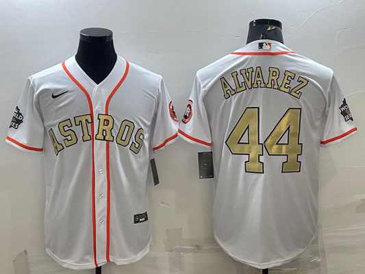Men's Houston Astros  Yordan Alvarez #44 2022 World Series White/Gold Jersey