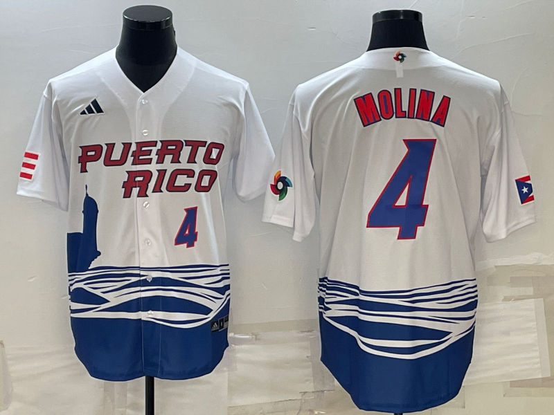 Men's Yadier Molina White Puerto Rico Baseball  2023 World Baseball Classic Replica Jersey