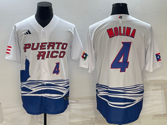 Men's Yadier Molina White Puerto Rico Baseball  2023 World Baseball Classic Replica Jersey