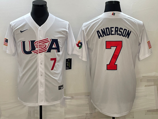 Men's Tim Anderson White USA Baseball 2023 World Baseball Classic Replica Jersey