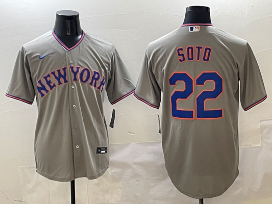 Men's Juan Soto #22 New York Mets Player Gray Jersey