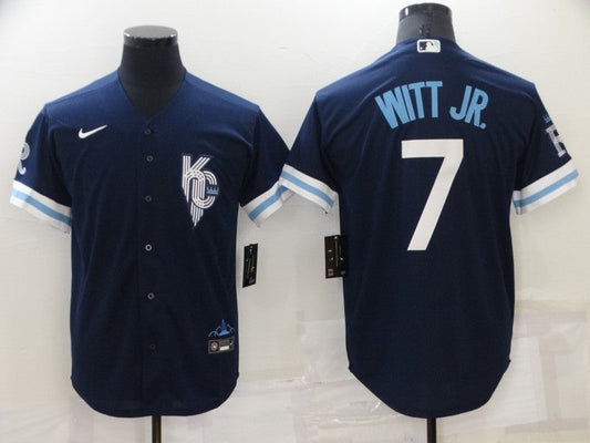 Youth Bobby Witt Jr Kansas City Royals 2022 City Connect Replica Jersey - Navy