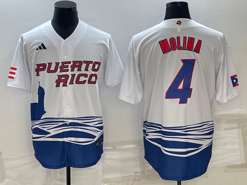 Men's Yadier Molina White Puerto Rico Baseball  2023 World Baseball Classic Replica Jersey