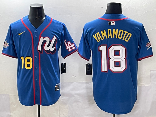 Men's National League Yoshinobu Yamamoto Blue 2025 All-Star Player Jersey