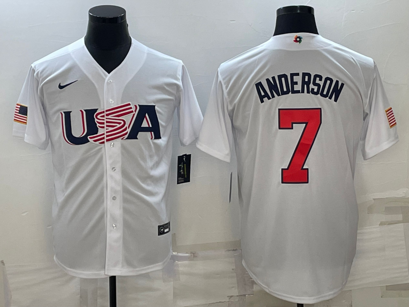 Men's Tim Anderson White USA Baseball 2023 World Baseball Classic Replica Jersey