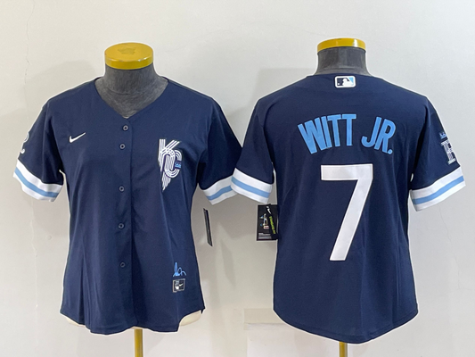 Women's Kansas City Royals Bobby Witt Jr 2022 City Connect Replica Jersey - Navy