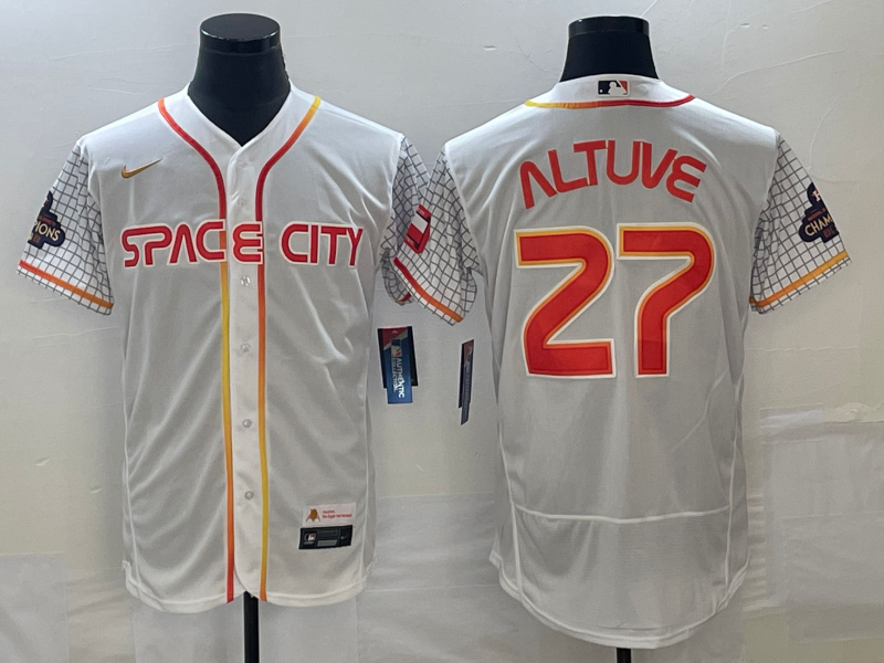 Men's Jose Altuve #27 Houston Astros  White 2022 City Connect Jersey