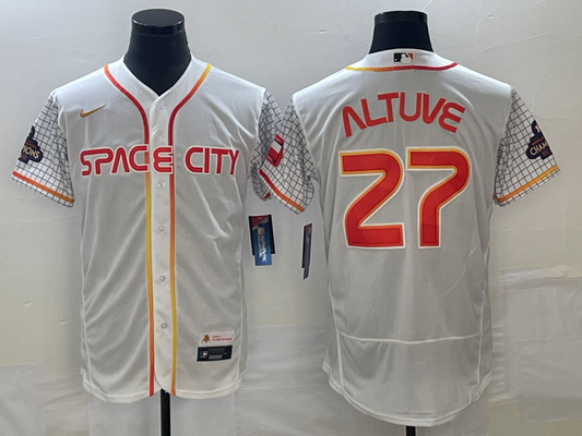 Men's Jose Altuve #27 Houston Astros  White 2022 City Connect Jersey