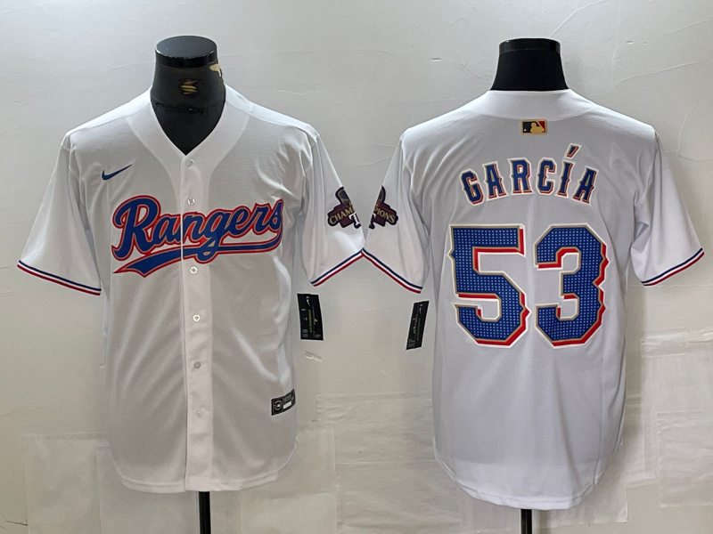 Men's Texas Rangers Adolis Garcia White 2024 Gold Collection Player Jersey