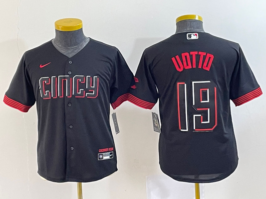 Youth Cincinnati Reds Joey Votto Black 2023 City Connect Replica Player Jersey