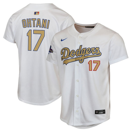 Youth Los Angeles Dodgers Shohei Ohtani White 2025 Gold Collection Jersey