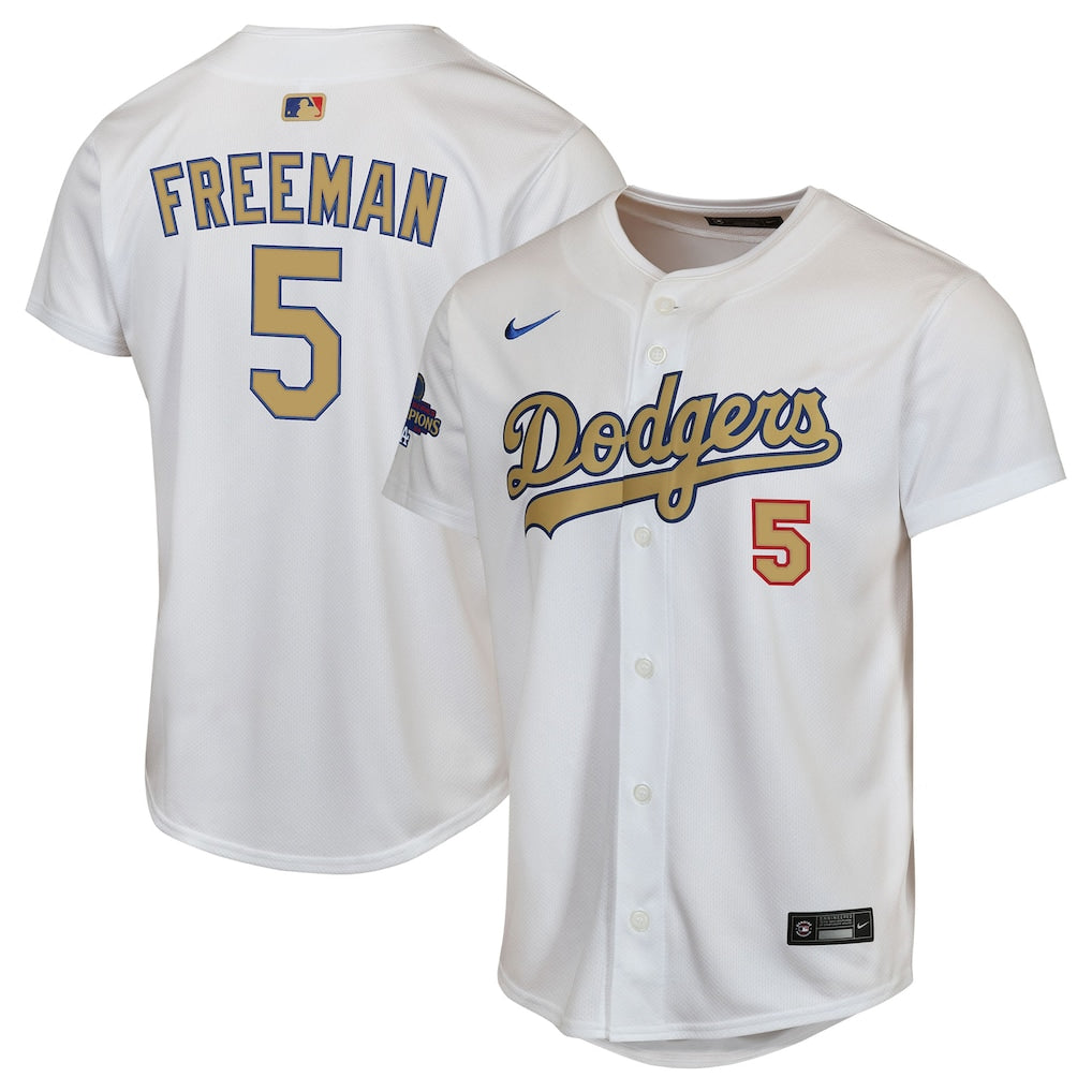 Youth Los Angeles Dodgers Freddie Freeman White 2025 Gold Collection Jersey