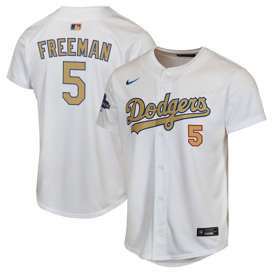 Youth Los Angeles Dodgers Freddie Freeman White 2025 Gold Collection Jersey