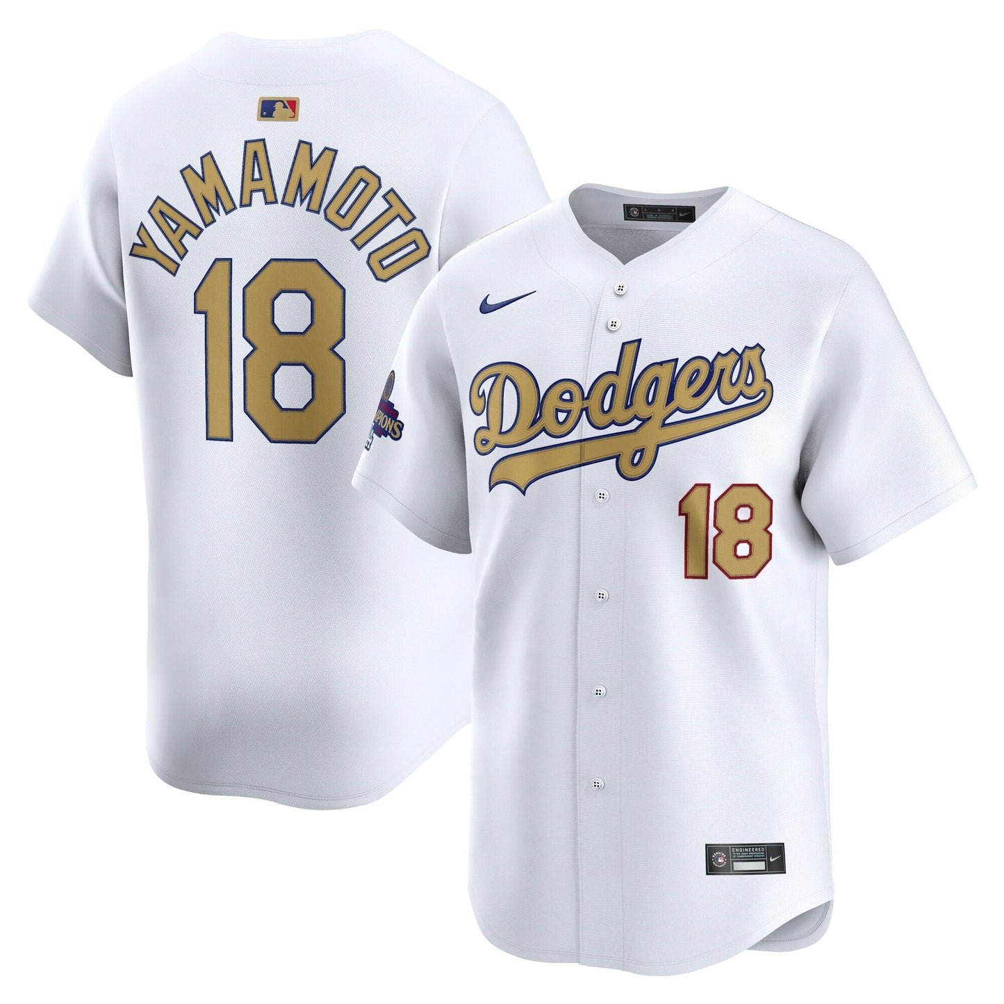 Men's Los Angeles Dodgers Yoshinobu Yamamoto White 2025 Gold Collection Jersey