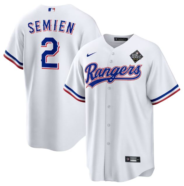 Men's Texas Rangers Marcus Semien White 2023 World Series Replica Player Jersey