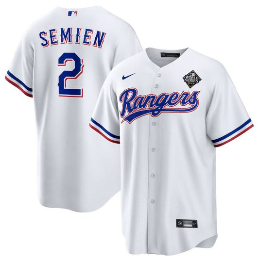 Men's Texas Rangers Marcus Semien White 2023 World Series Replica Player Jersey