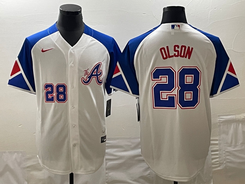 Men's Atlanta Braves Matt Olson  White 2023 City Connect Player Jersey