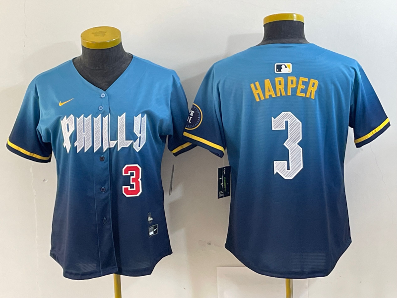 WOMEN Bryce Harper Philadelphia Phillies  Blue 2024 City Connect Player Jersey
