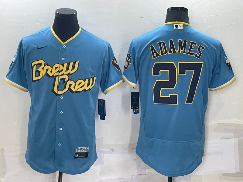 Men's Milwaukee Brewers Willy Adames Powder Blue 2022 City Connect Replica Player Jersey