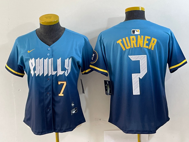 Women's Trea Turner Philadelphia Phillies  Blue 2024 City Connect Player Jersey