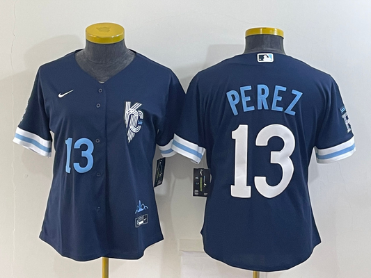 Women's  Kansas City Royals Salvador Perez 2022 City Connect Replica Jersey - Navy