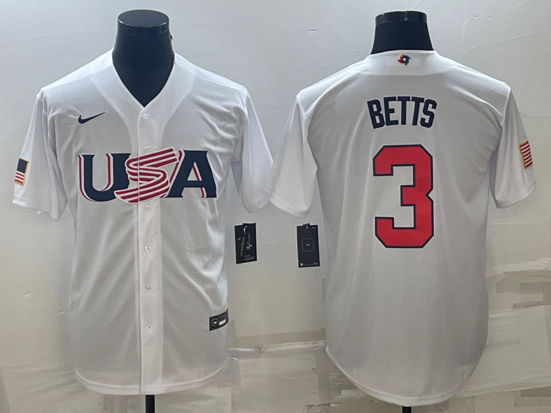 Men's Mookie Betts White USA Baseball 2023 World Baseball Classic Replica Jersey