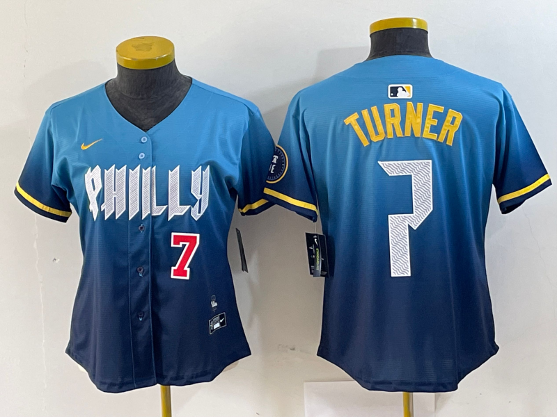 Women's Trea Turner Philadelphia Phillies  Blue 2024 City Connect Player Jersey