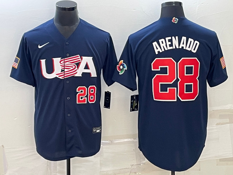 Men's Nolan Arenado Navy USA Baseball 2023 World Baseball Classic Replica Jersey