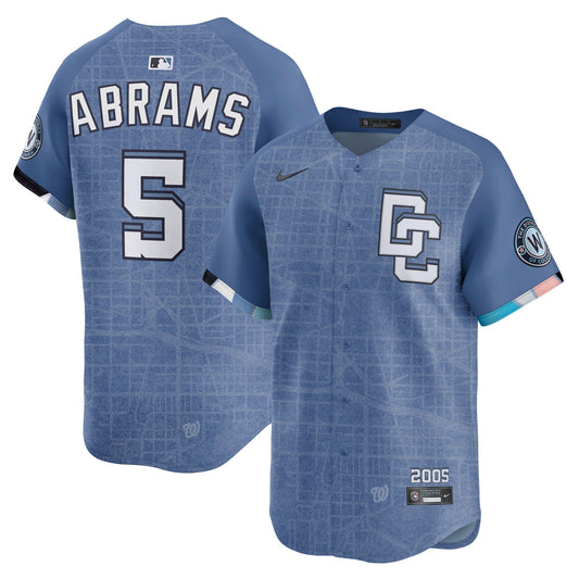 Men's Washington Nationals CJ Abrams Blue 2025 City Connect  Jersey