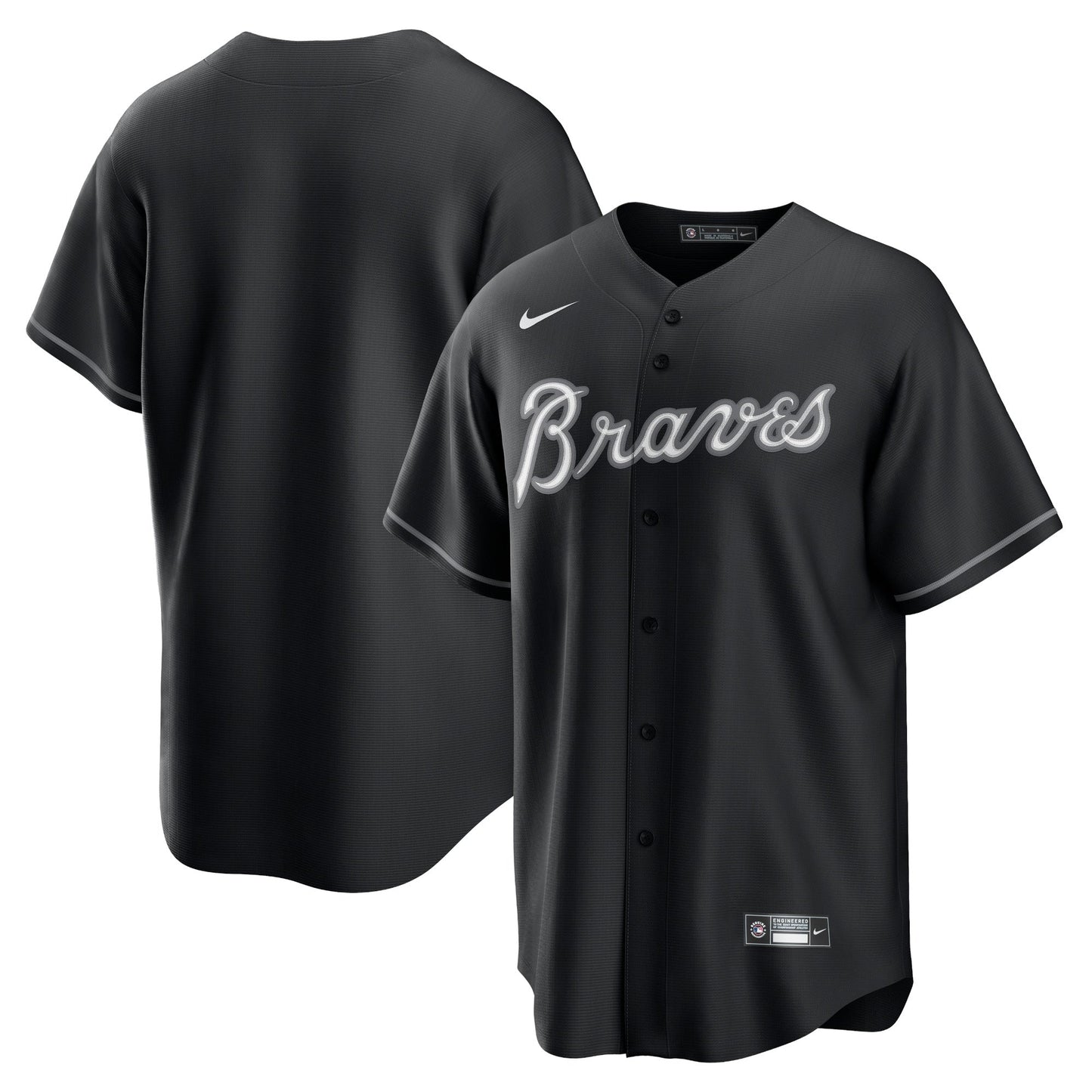 Men's Atlanta Braves Black Lights Out Replica Jersey