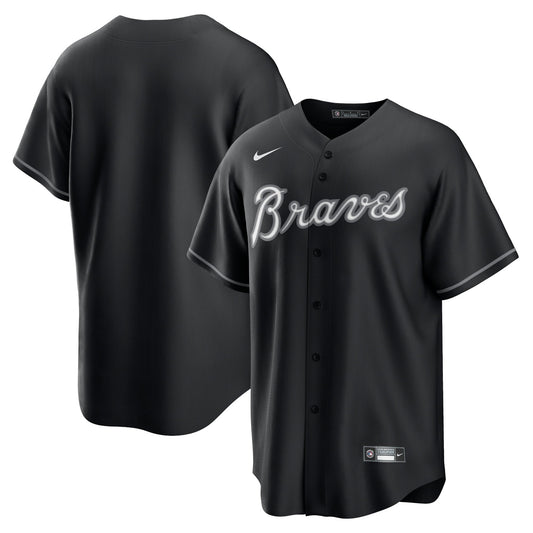 Men's Atlanta Braves Black Lights Out Replica Jersey