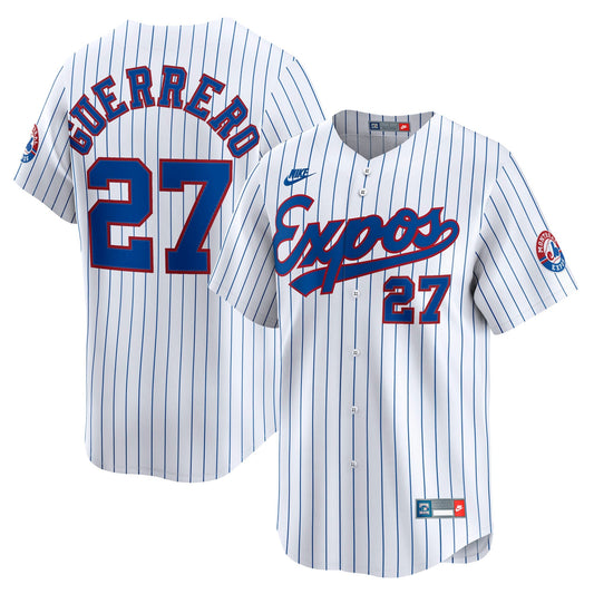 Men's Montreal Expos Vladimir Guerrero White Throwback Cooperstown Collection Jersey