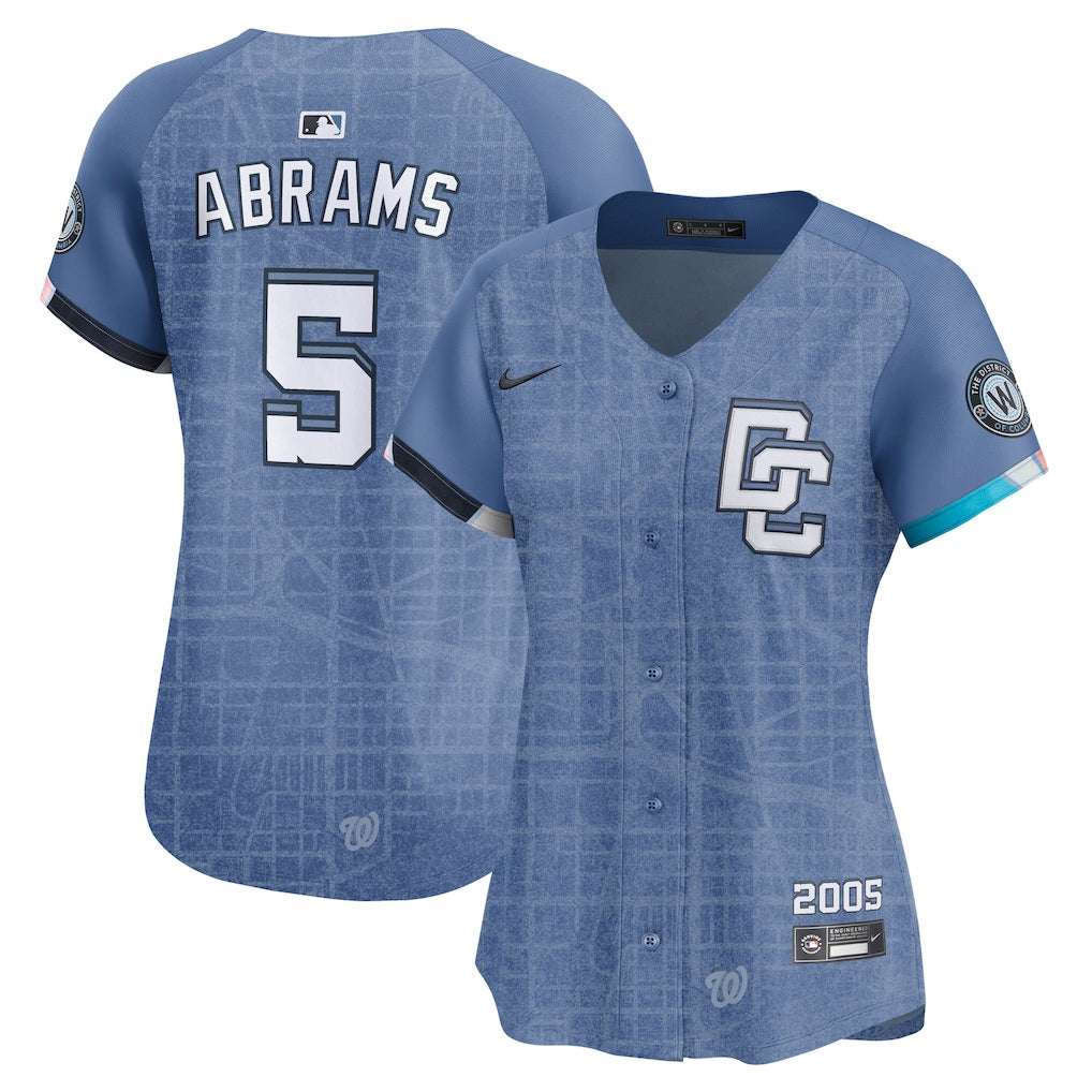 Women's Washington Nationals CJ Abrams Blue 2025 City Connect  Jersey